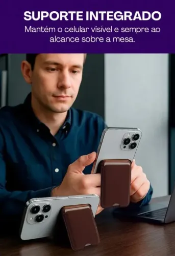 Carteira MagWallet Porta cartão com suporte MagSafe, Encaixe Magnético, Geonav