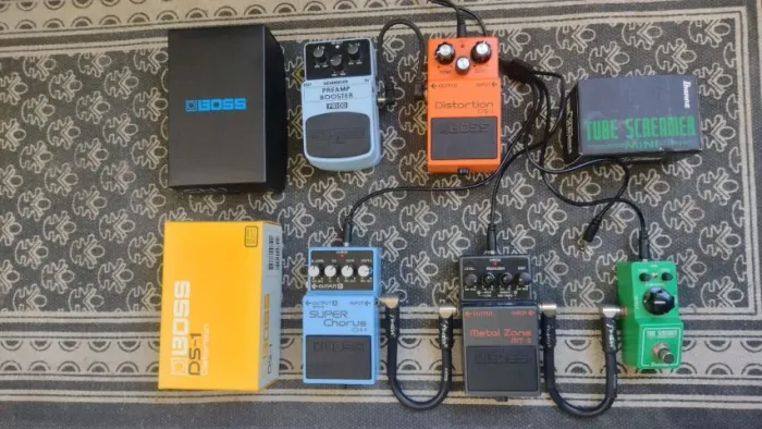Lote 5 Pedais Guitarra - Boss, Ibanez TS Mini, Behringer (Com Caixas Originais)