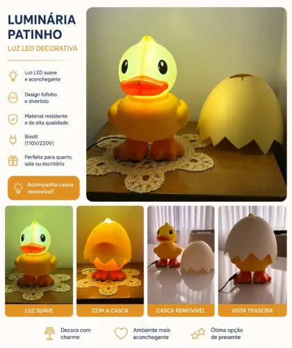 Luminária patinho led decorativo