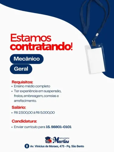 Vaga de Mecânico de Autos