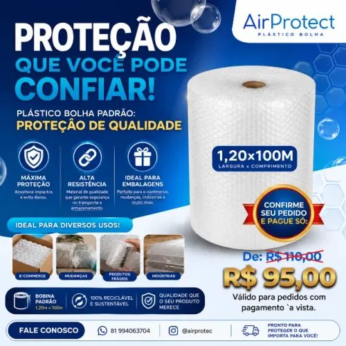 PLÁSTICO BOLHA  AIR PROTEC - 1,20X100M