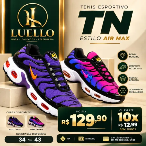 Tênis Esportivo TN Roxo e Rosa | Novo | R$ 99,90 no Pix