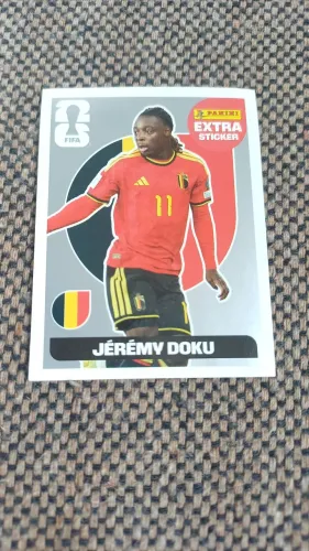 Figurinha EXTRA STICKER copa do mundo 2026 Jéremy doku prateada