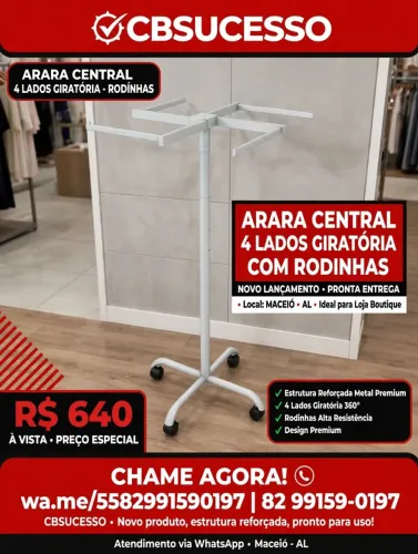 Arara Central 4 Lados Giratória com Rodinhas - R$640 - Maceió - Nova