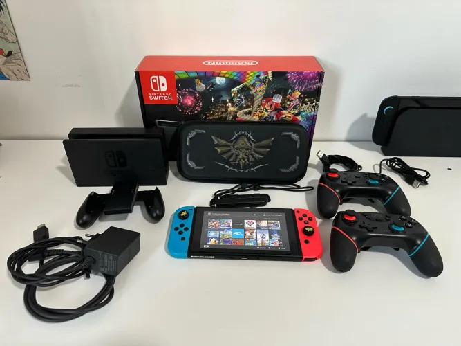 Nintendo Switch v2 Desbloqueado 1TB + 2 controles + brindes
