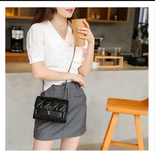 *Bolsa Femenina transversal Ombro crossbody de corrente* 
