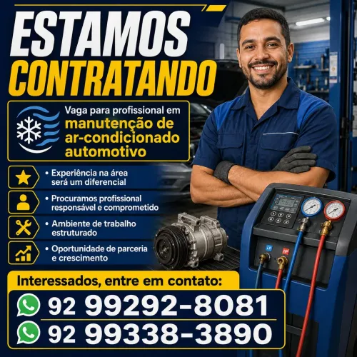Vaga CLT |Técnico em Ar-Condicionado Automotivo e Comissão