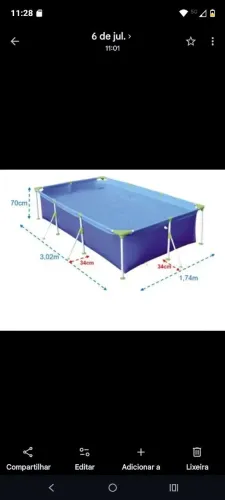 Vende -se uma piscina 3,700 litros, com produtos flutuador peneira.