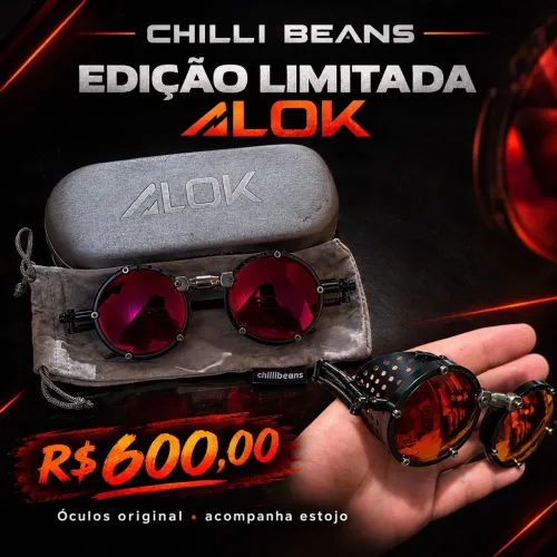 ÓCULOS DE SOL CHILLI BEANS ALOK - ICONIC STEAMPUNK - EDIÇÃO LIMITADA