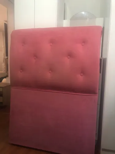 Cabeceira suede solteiro rosa