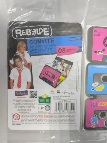 Convite de aniversário Rebelde 2013