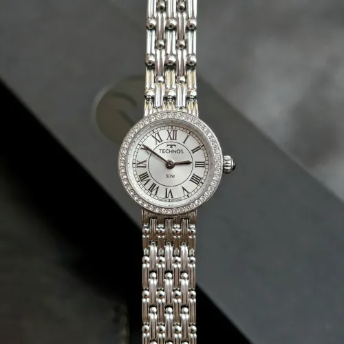 Relógio Technos Mini Joia 23mm Prata branco 2025LUX/1K