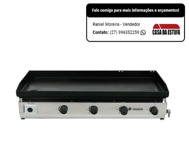 Chapa Bifeteira a Gás e com 4 Queimadores 6,35mm 100 X 51 cm - C100 - Venâncio