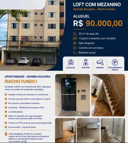 LOFT BEM LOCALIZADO NO RIACHO FUNDO 1