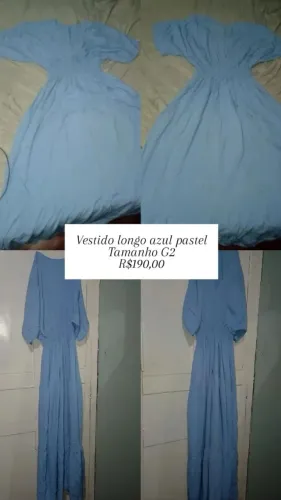 Vestido longo azul pastel