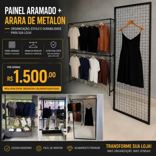 Painel aramado + arara Metalon