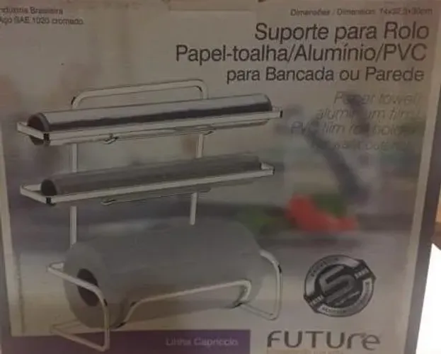 SUPORTE PARA ROLO PAPEL TOALHA/ALUMÍNIO/PVC BANCADA OU PAREDE