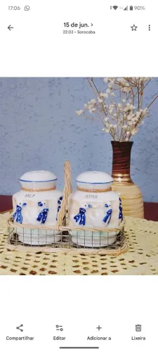 Lindo Conjunto Saleiro Pimenteiro em Porcelana Gansos + Cestinhas