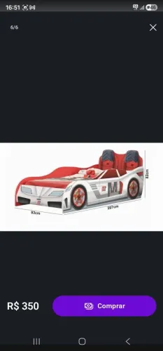 Cama carro menino