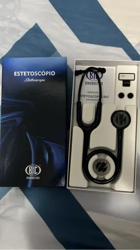 Estetoscópio Bic Eternity Azul Black, Adulto e Pediátrico, NUNCA USADO