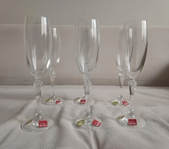 conjunto 6 taças champagne cristal Eslovaco rona  160ml