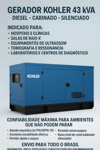 Gerador Kohler kVA, a Disel Cabinado e Silênciado