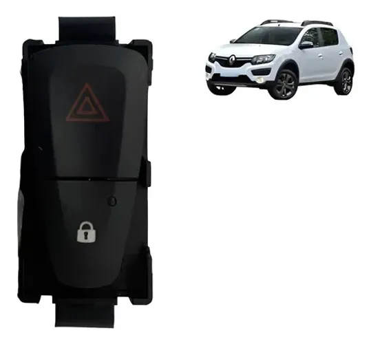 Botao Pisca Alerta Logan Sandero 2015 A 2020 E3160601 Preto
