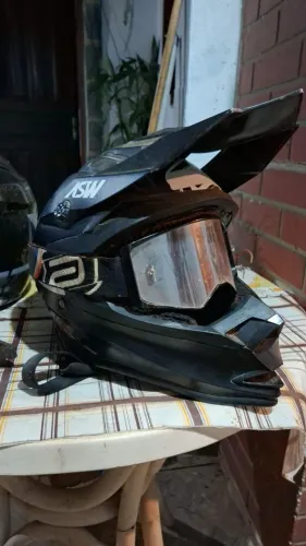 Capacete asw fusion solid e óculos asw
