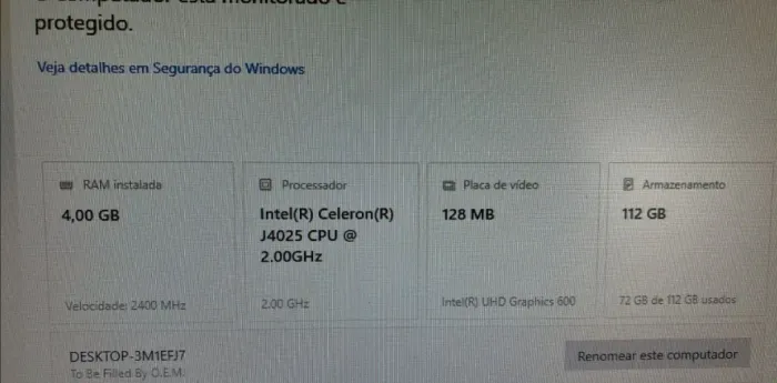 mini Desk intel Celeron J4025 /4gb/Sem HD