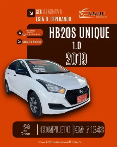 Hyundai HB20S Unique 1.0 Flex 12V Mec. 2019