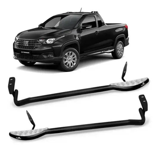 Estribo Tubular Strada Cabine Simples Preto Keko