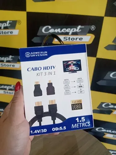 Cabo HDTV 3 em 1 - Áudio e Vídeo | Novo
