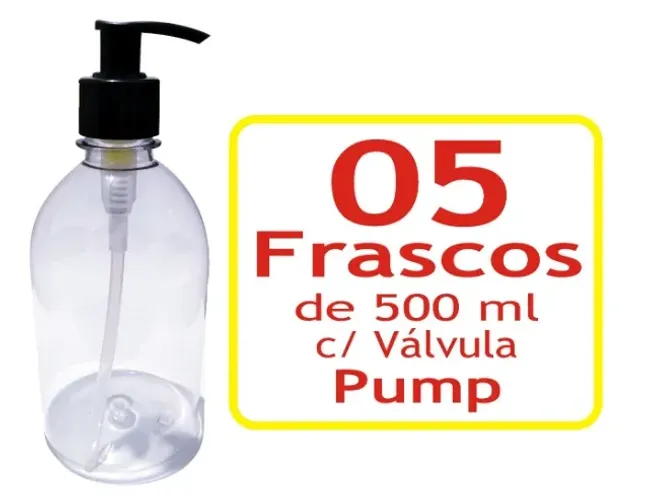 05 Frascos Plásticos de com Válvula Pump