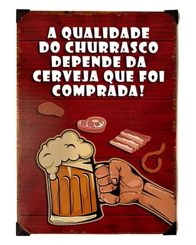 Quadro Metal Decoração Tema Churrasco Tamanho 30 x 40 cm