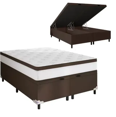 Cama Box Baú King Size Portobel Noah com Molas Ensacadas, EPS e Revestimento em