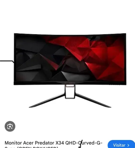 Monitor Gamer Curvo Acer Nitro 34'' 144Hz 1ms