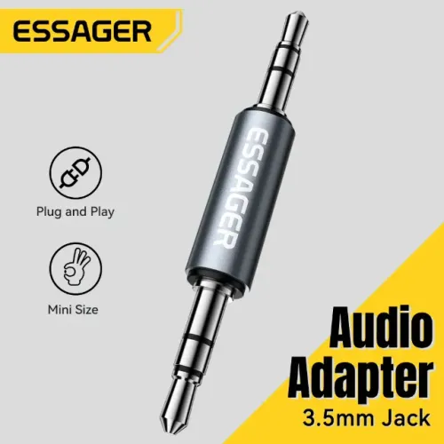 Essager adaptador de áudio 3.5mm jack macho para macho