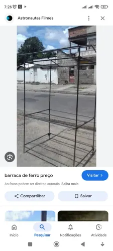Barraca de ambulante ferro 1 x 1 sem lona 