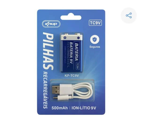 Bateria Recarregável 9V Knup KP-TC9V