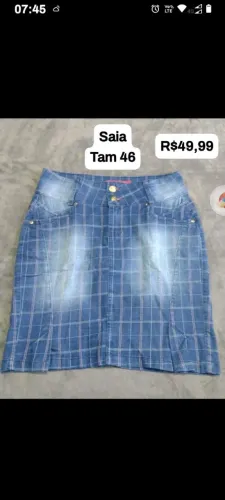 Saia Jeans Xadrez Tam 46 
