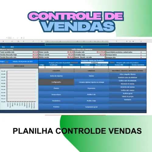 Planilha Controle de Vendas e Controle de estoque 2.0