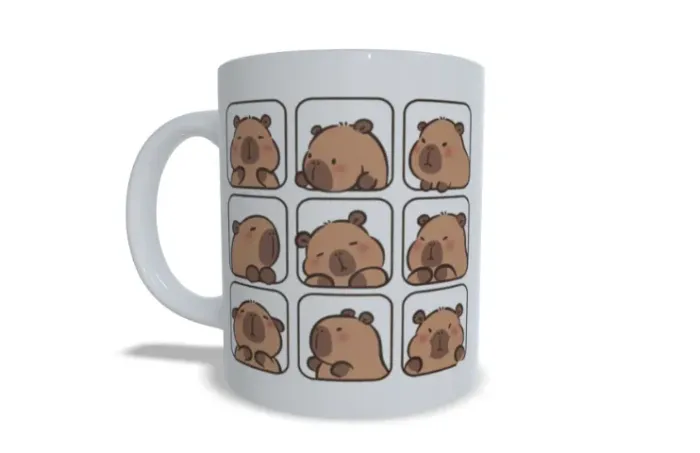 caneca porcelana 320 ml estampa Capivara