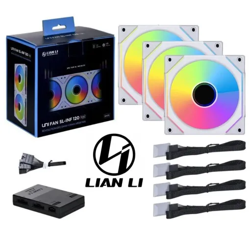 Kit Fans Lian li Argb Sl-Infinity 120mm Brancas + Controladora