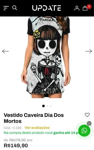 Vestido Caveira Dia dos Mortos