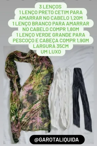 3 Lenços - Preto, Branco e Verde - Luxo!