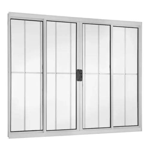 Janela 4 folhas 1,00x1,20 com grade no alumínio branco