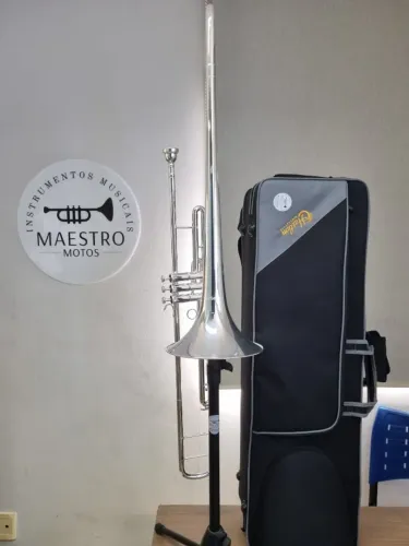 Trombone De Pisto Longo Sib Harlem em Prata NOVO - 10X no cartão - Envio p/ todo Brasil