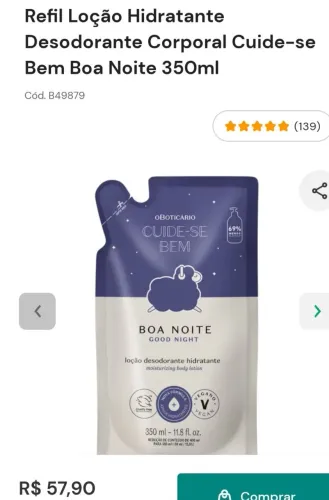 Loção desodorante boticário