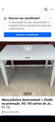 Mesa Plástico Desmontável 1.20x80 - Promoção!