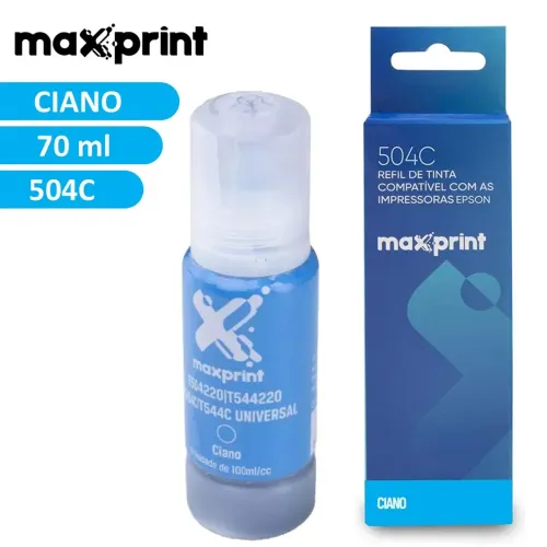 Tinta de Impressora Epson 504 Ciano Compatível L4150 L4160 L6171 L6161 L6191 - Maxprint 